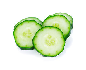sliced cucumber isolated on white background