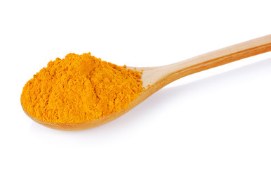 Turmeric (Curcuma) powder isolated on white background.