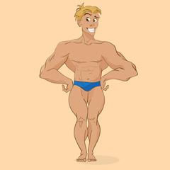 smiling muscular man, athletic trainer