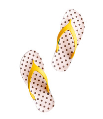 polka dots flip flops isolated on white background