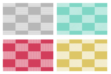 Set of modern checkered tablecloths patterns in japanese style