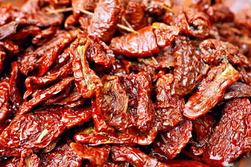 Sundried red tomatoes in olive oil