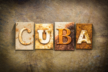 Fototapeta na wymiar Cuba Concept Letterpress Leather Theme