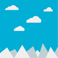 Clouds and mountains background flat web, illustration, vector