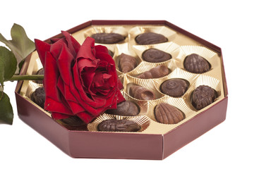 chocolate box and red rose