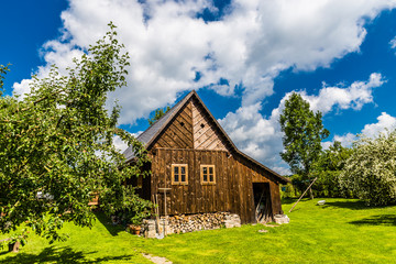 Fototapeta na wymiar Traditional wooden village house-Czech republic