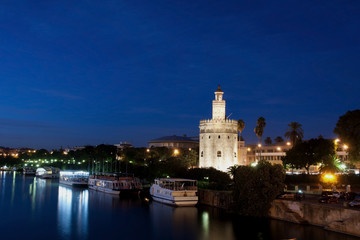 Fototapeta na wymiar Sevilla, Torre del Oro junto al guadalquivir