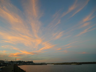 Fototapeta premium 夕焼けの那珂湊港