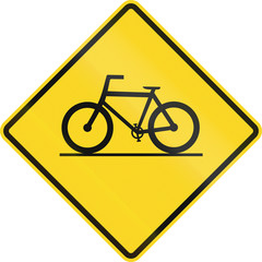 Canadian road warning sign - Bicycles crossing. This sign is used in Ontario