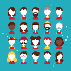 Flat icons design for people avatar