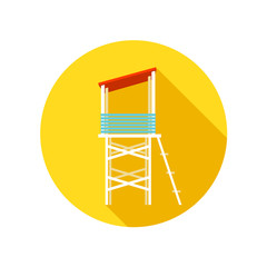Lifeguard tower flat icon with long shadow