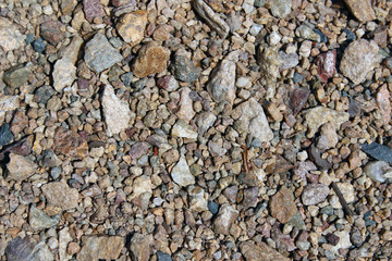 Way poured out small pebbles gravel