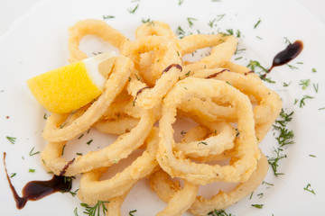 Deep fried calamari rings