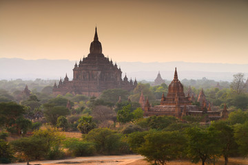 view at the valley of Bagan with  ancient pagoda