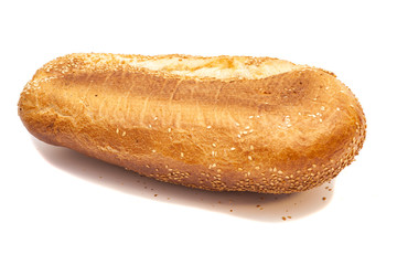 Baguette with sesame seeds isolated on white background