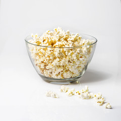 Popcorn on white background