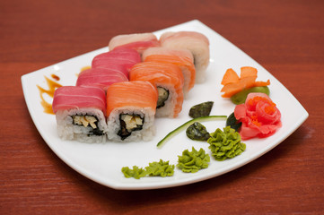 Roll with cream cheese and salmon