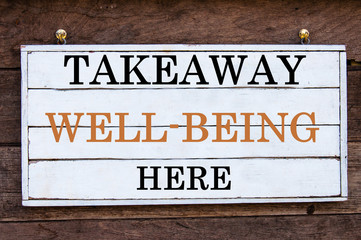 Fototapeta na wymiar Inspirational message - Takeaway Well-Being Here