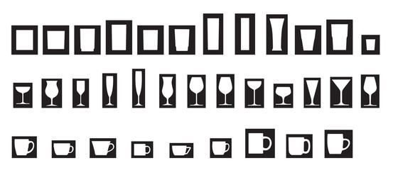 glass and cup/vector graphic of shadow of glasses and cups