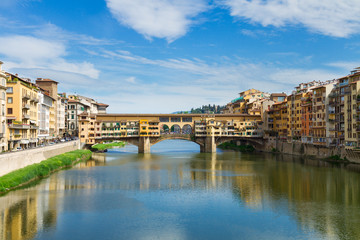 Naklejki  Most Ponte Santa Trinita na rzece Arno, Florencja