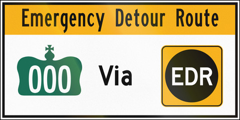 Guide road sign in Ontario, Canada - Emergency detour route
