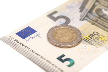 Money euro coins and banknotes