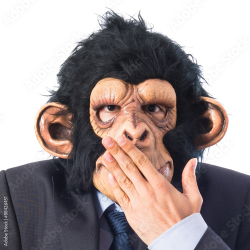 "Monkey man covering his mouth" Stock photo and royaltyfree images on