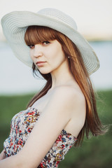 young girl with long hair portrait