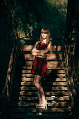 Beautiful girl with long hair portrait