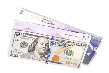 Swiss Franc,American dollars and Euro isolated