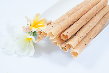 Tong Muan, a type of rolled wafer, a traditional dessert in Thai