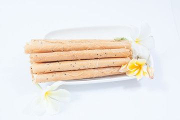 Tong Muan, a type of rolled wafer, a traditional dessert in Thai
