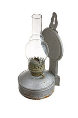 old kerosene lamp isolated on white background