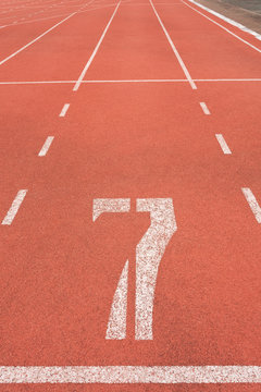 Athletics track lane number seven