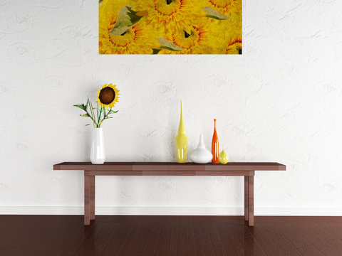 sunflower in a vase on the table