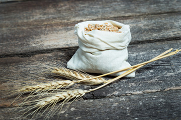 bag with wheat grains