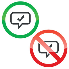 Tick mark message permission signs