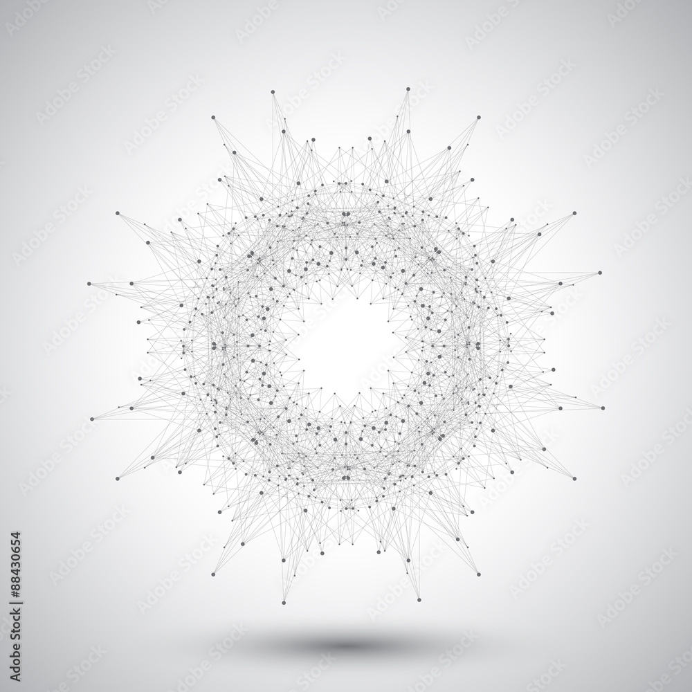 Aufkleber Geometric abstract form with connected lines and dots.  Vector