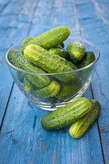 cucumbers in deep transparent plate