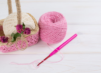 Yarn for crochet and  basket for handmade