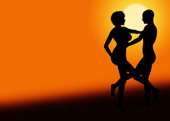 Fototapeta na wymiar Romantic Sunset Dancing Couple