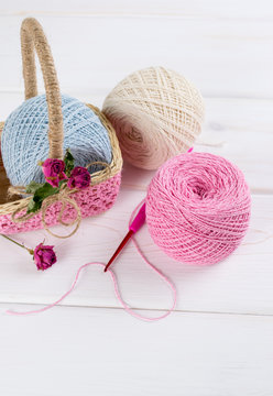 Yarn for crochet and  basket for handmade