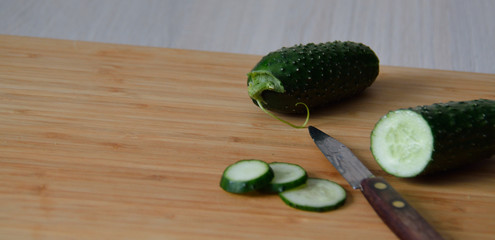 wooden board with a  knife