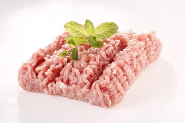 minced meat on a white background 
