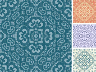 Set of 4 floral seamless patterns.