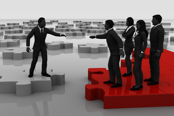 Jigsaw puzzle recruiting new staff. A successful team recruiting new staff like pieces of a jigsaw puzzle.