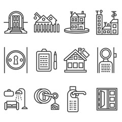 House rent black line vector icons
