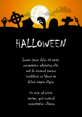 Vector : Zombie hand and graveyard halloween background