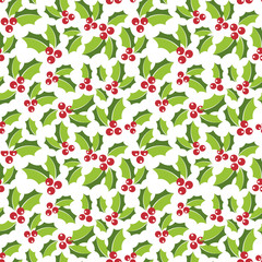 Holly Berry seamless Pattern