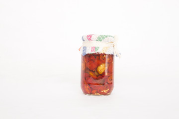 isolated pepper pickle jar